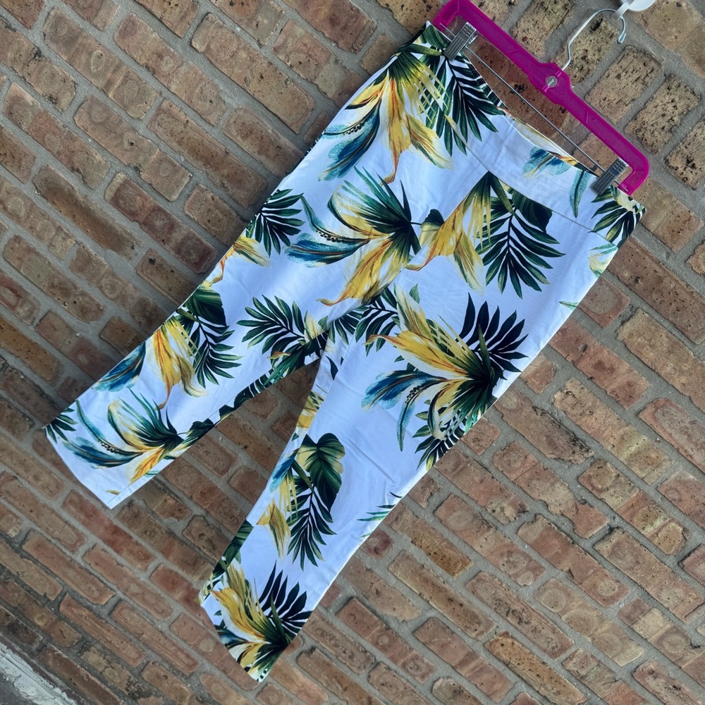Chico's So Slimming White and Green Pants Sz 1/M
